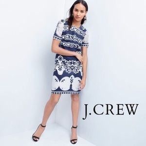 J. Crew Short-sleeve shift dress in ornate lace